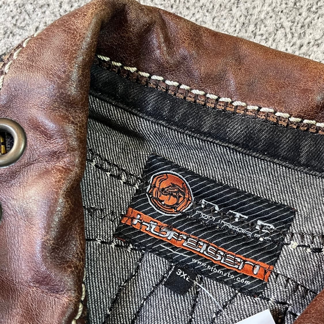 VINTAGE 커스텀 할리 데님 레더 베스트 자켓 상품이미지8