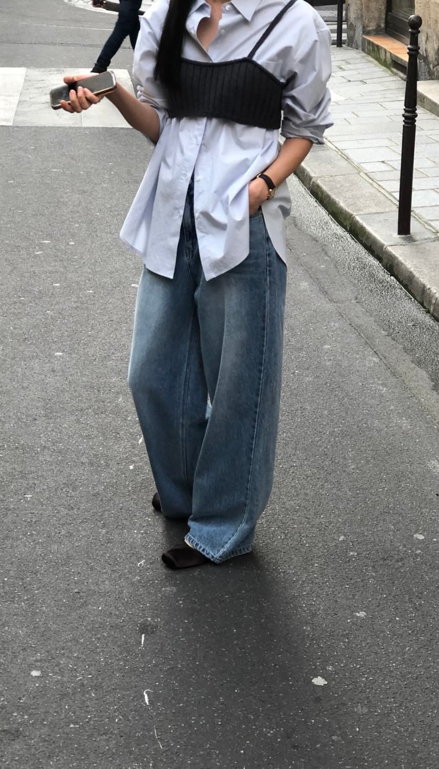 아르토 Strap Cropped Knit Bustier Charcoal 상품이미지3