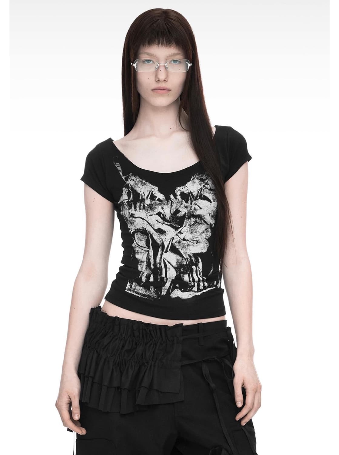 나체 SLIP X-RAY PRINTED T-SHIRT BLACK 상품이미지1