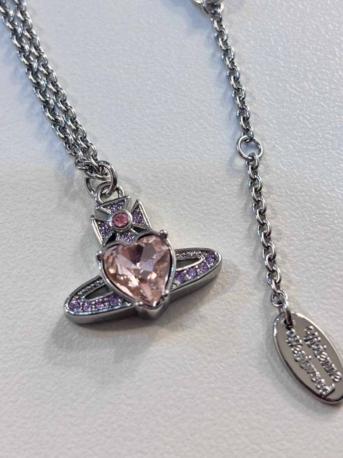 비비안웨스트우드 목걸이 아리엘라 크리스탈 핑크 실버 목걸이 펜던트 상품이미지1