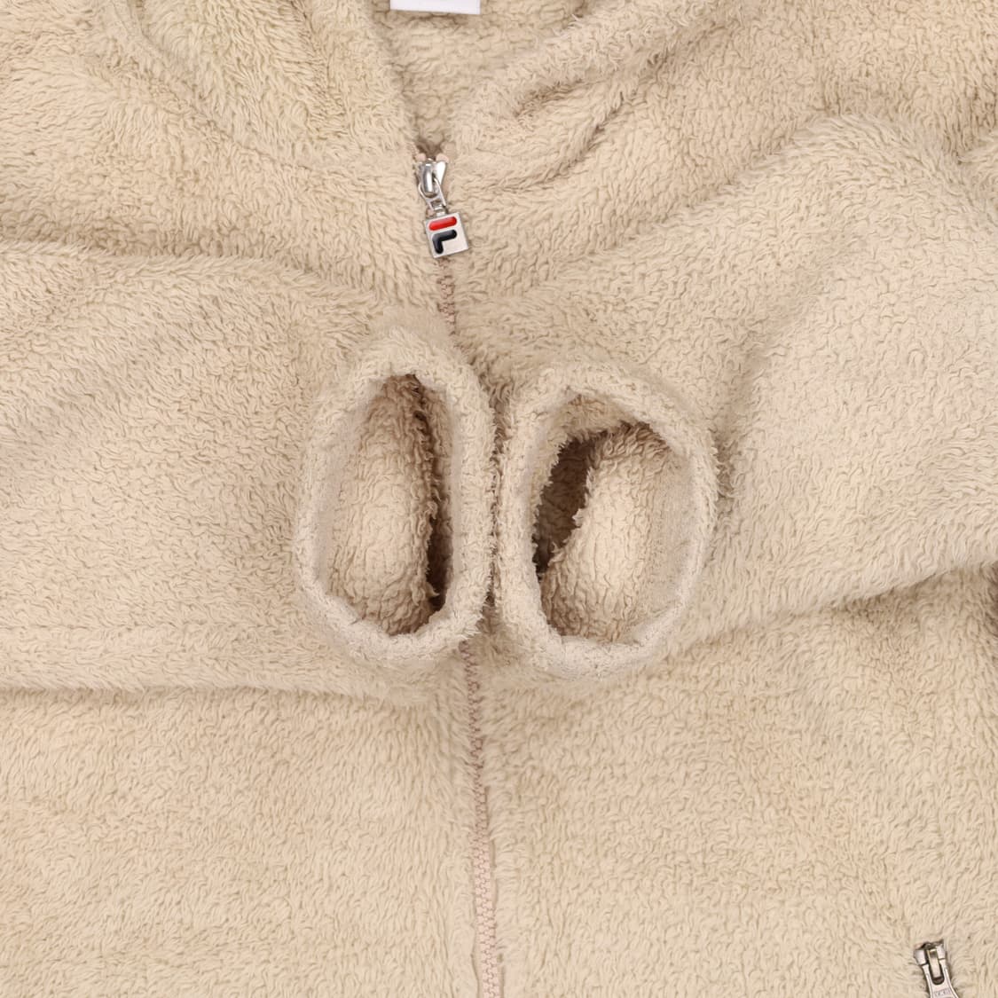 [L] 휠라 빅로고 보아 양털 플리스 후리스 자켓 아이보리 3867 상품이미지5