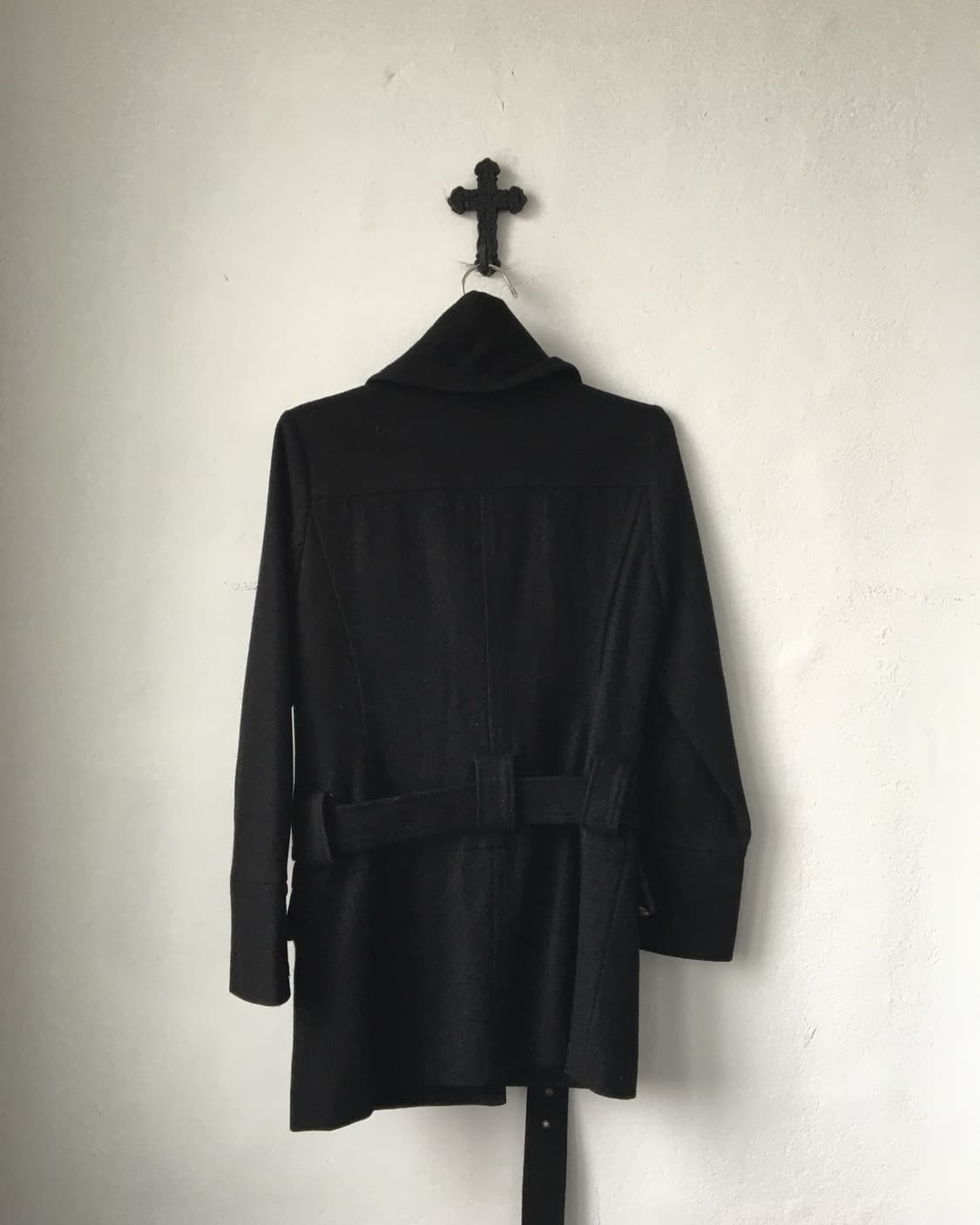High neck belted woolen jacket 상품이미지4