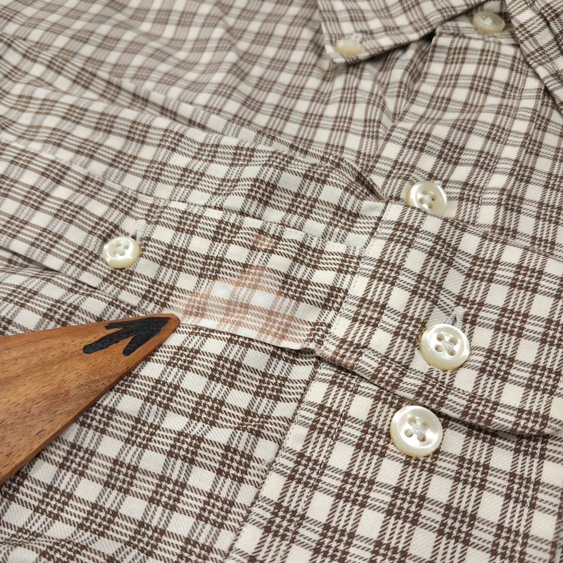 CL597 2XL 폴로 90s 홍콩판 태터솔체크 브라운 셔츠 남방 상품이미지5