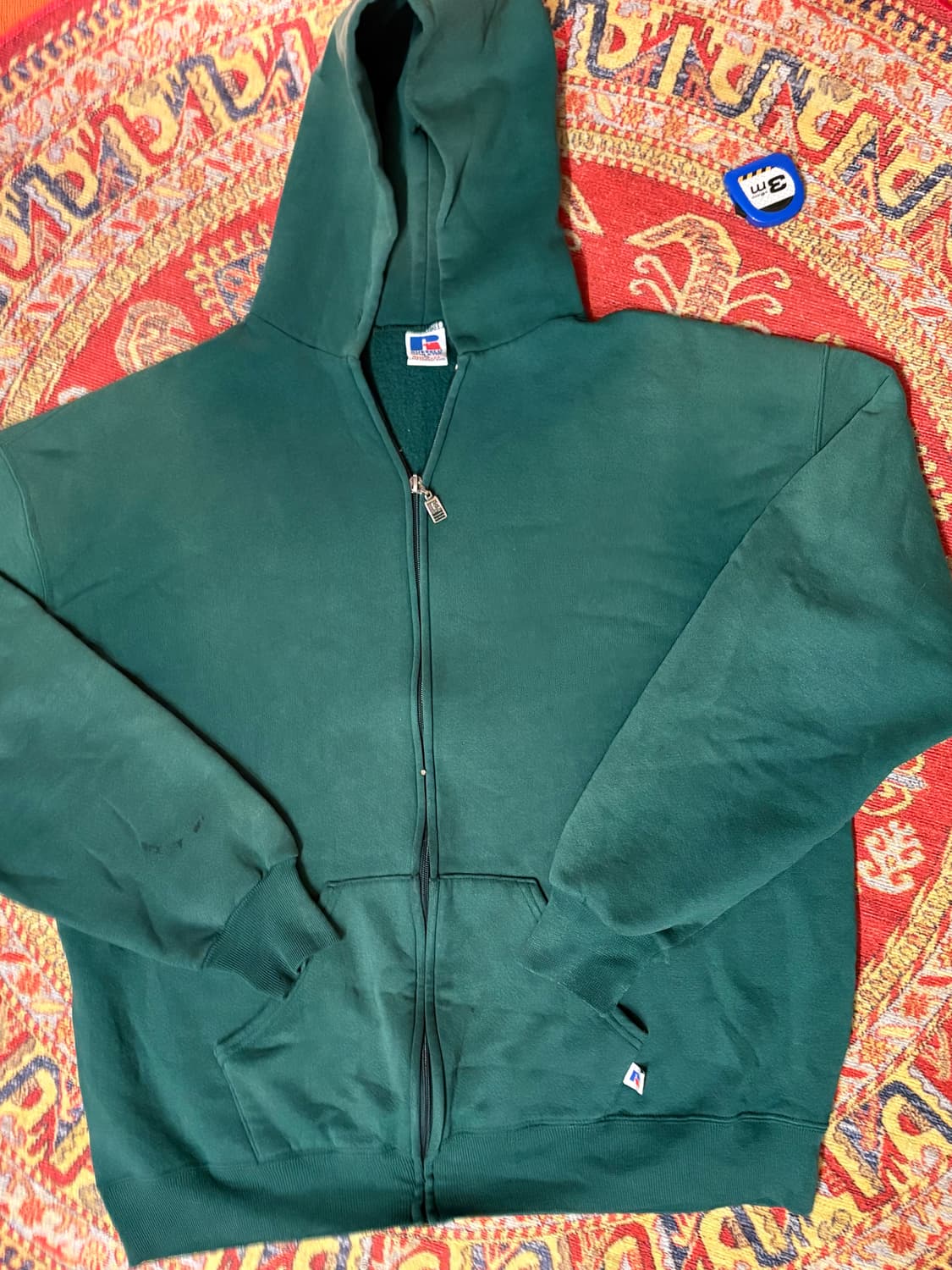 90s 미제 러셀 빈티지 후드집업 페이딩 그린 상품이미지1