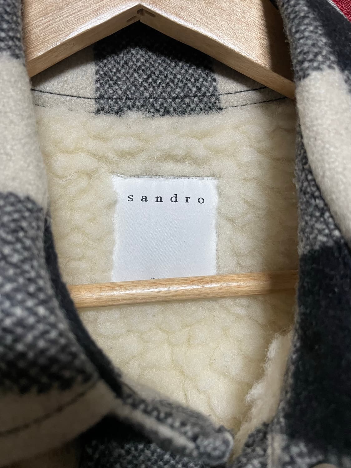 산드로 lumber 체크 셔츠 시어링 자켓 상품이미지5