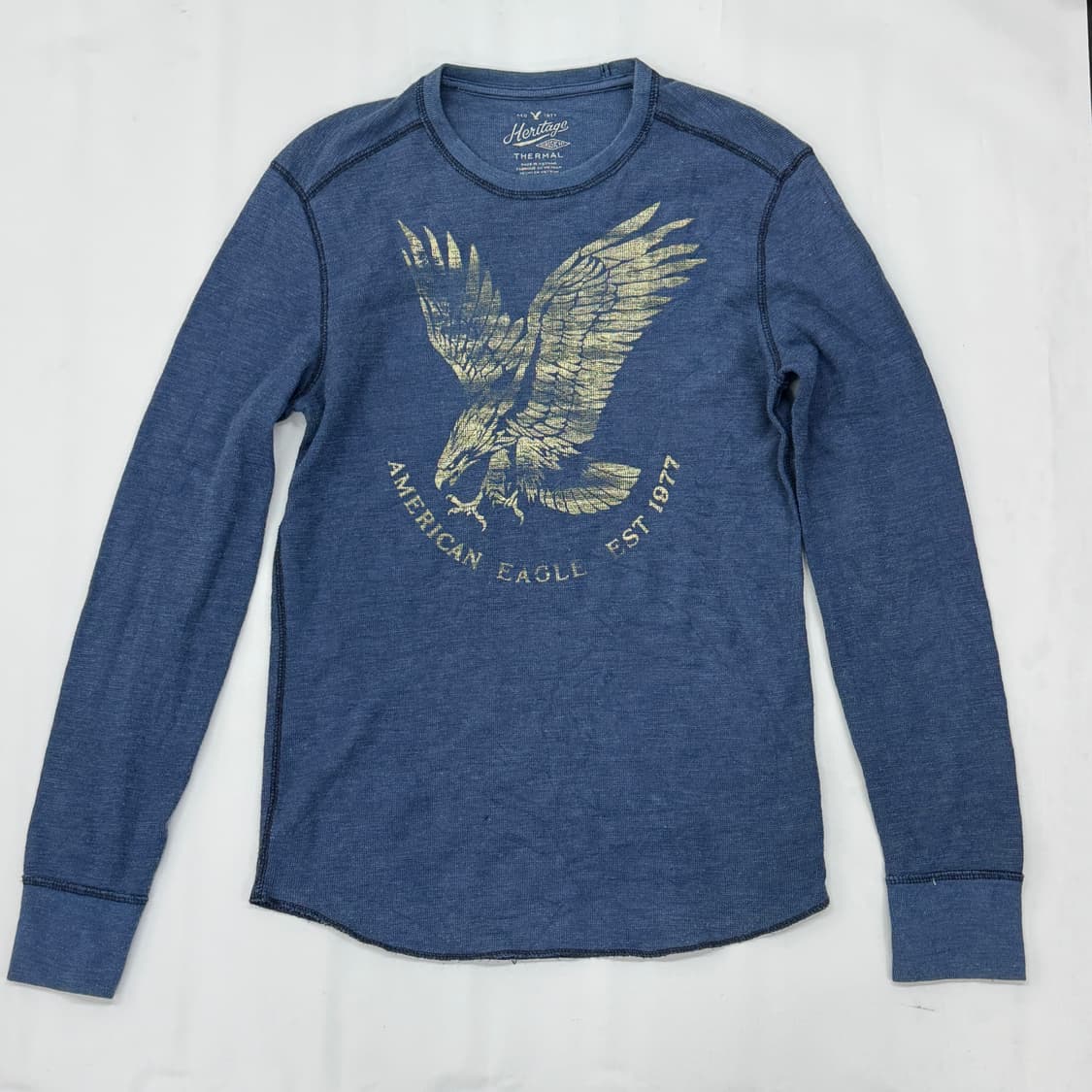 이글스 보헤미안 빈티지 블루 펑크 락 와플 긴팔 티셔츠 스트릿  상품이미지2