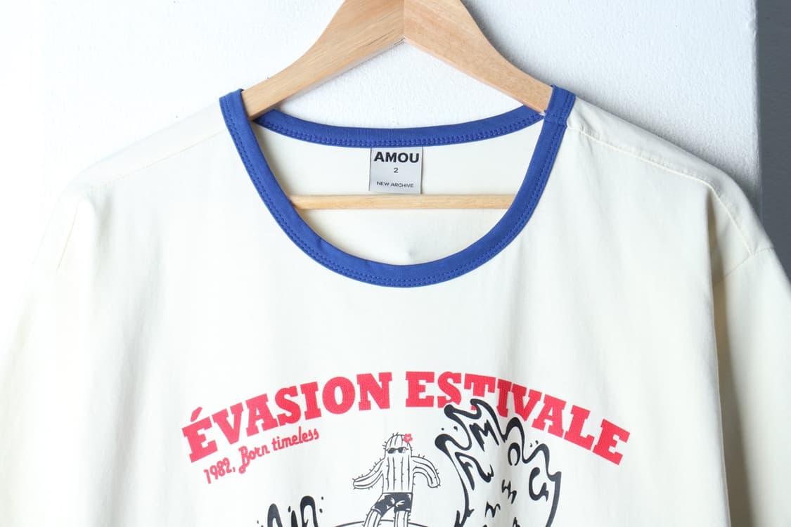 (L-XL) 아모우 반팔 티셔츠 링거 아이보리 올드스쿨-H33170 상품이미지3