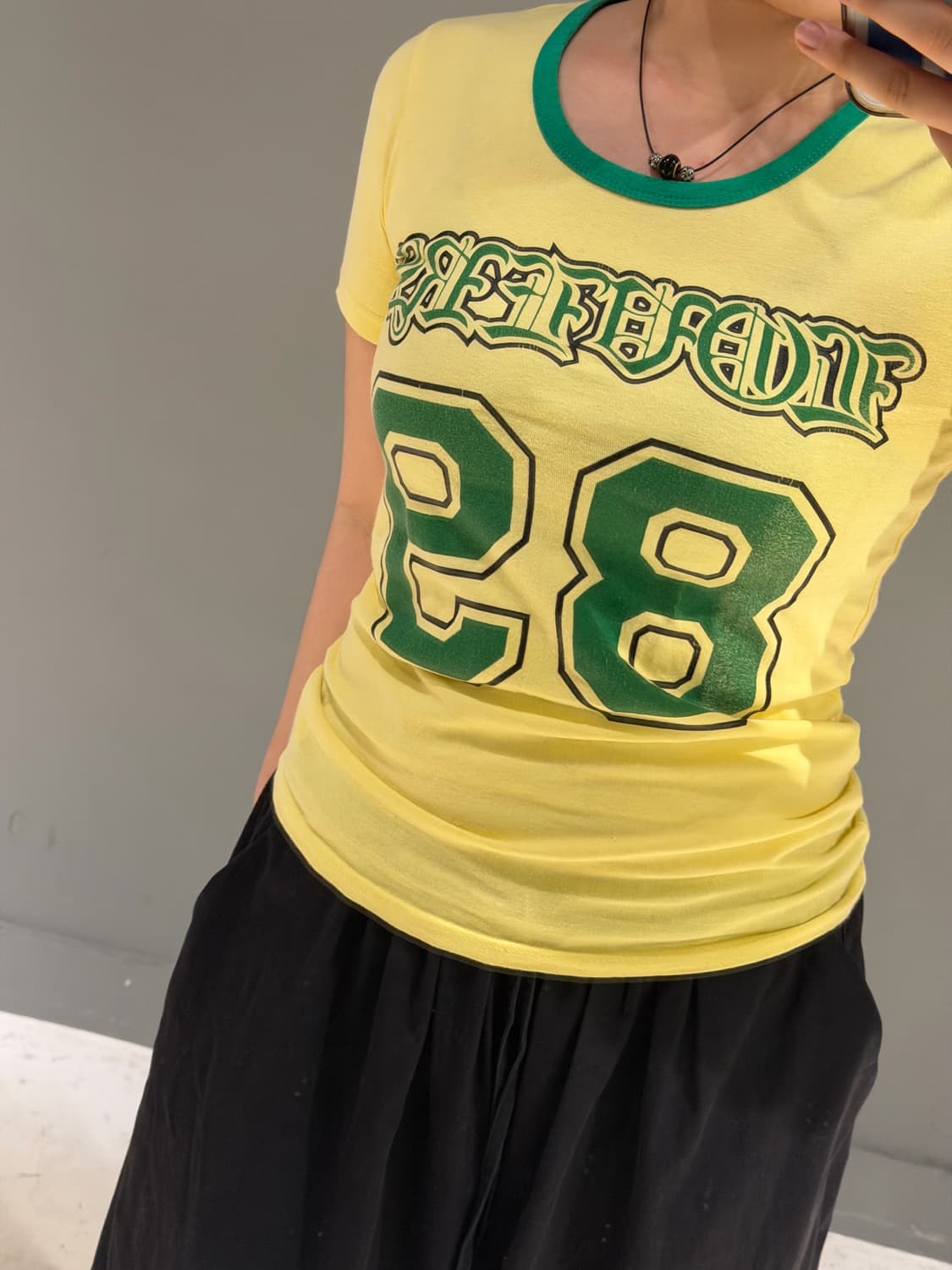 numbering detail yellow top 상품이미지3