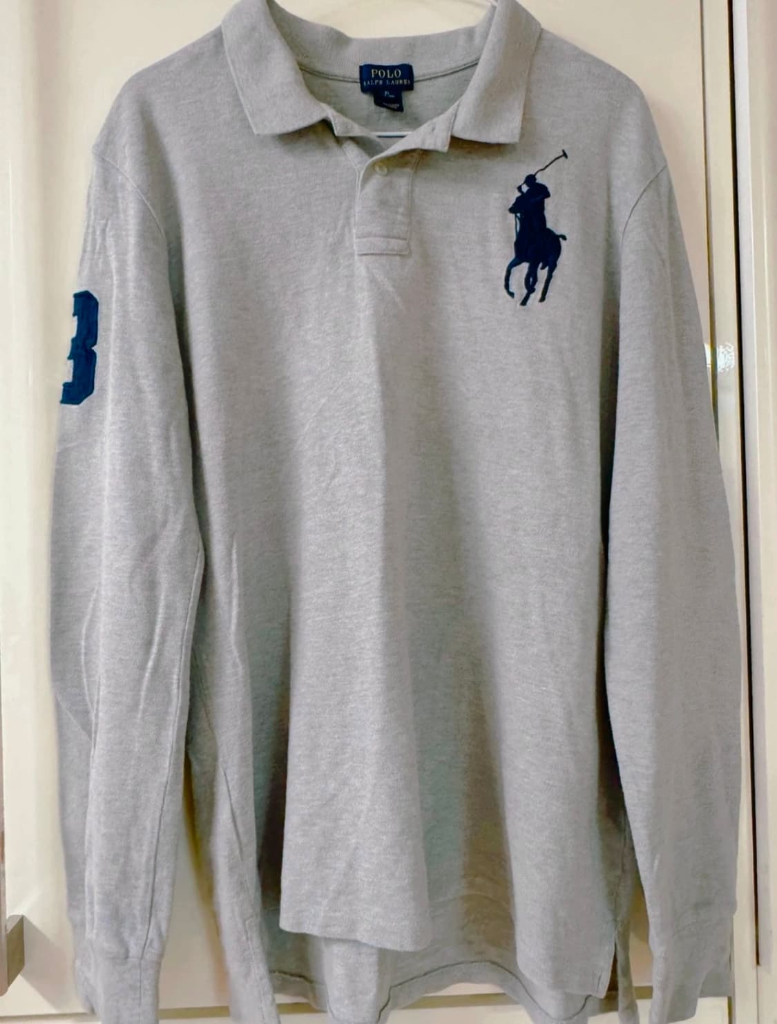 정품 폴로랄프로렌 빅포니 숫자 카라 그레이 롱슬리브 XL 상품이미지1