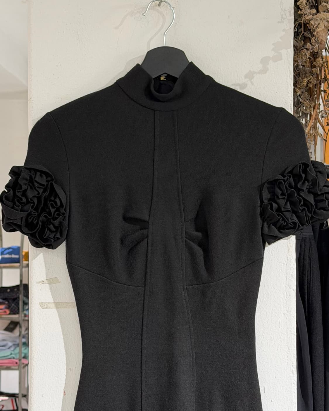 돌체앤가바나 블랙 플라워 하프 슬리브 미니 드레스 상품이미지4