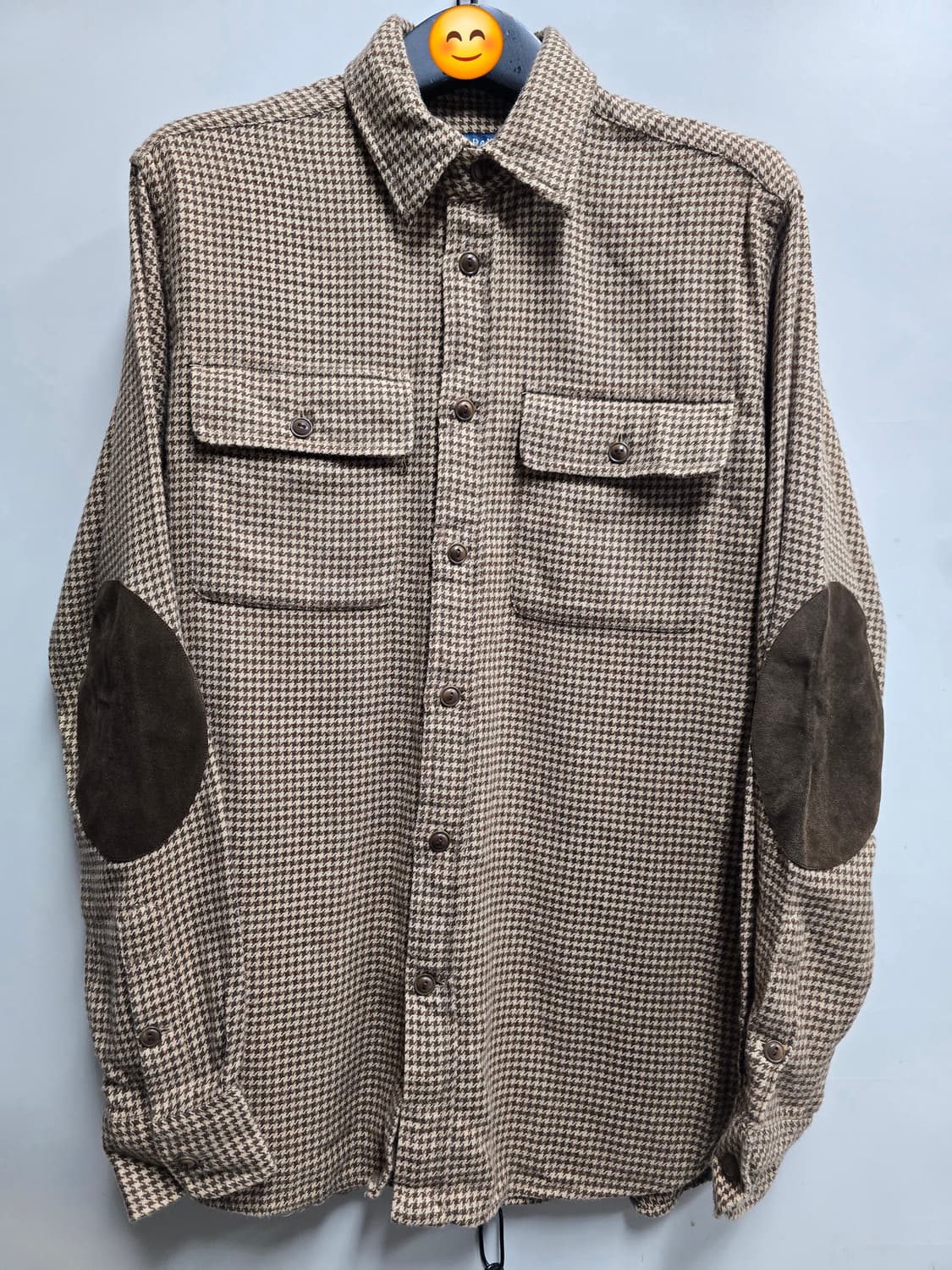 폴로 하운드 투스 스웨이드 패치 체크 울 셔츠 M 상품이미지1