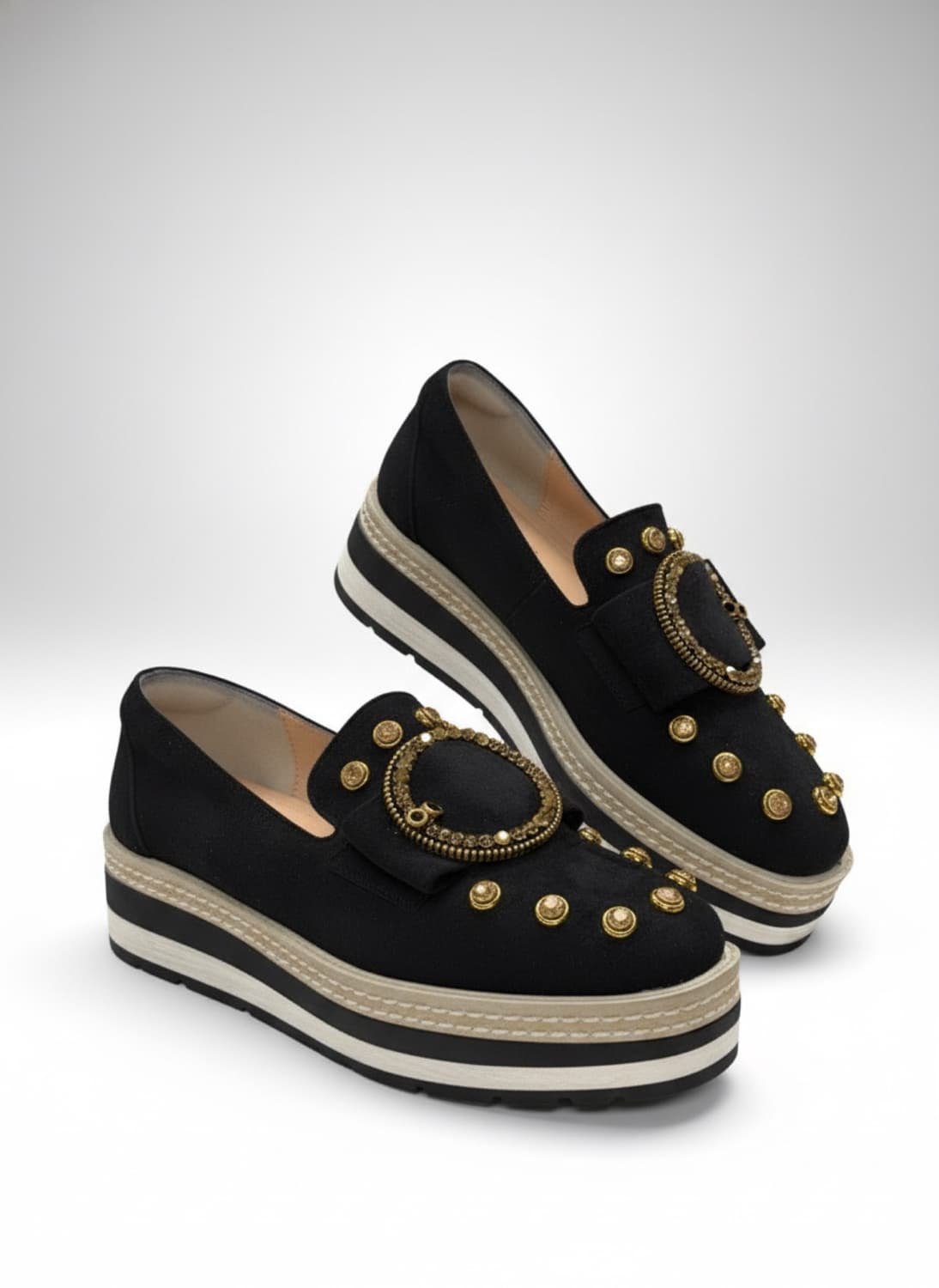 여성39/ 장식 플랫폼 로퍼 블랙 상품이미지1