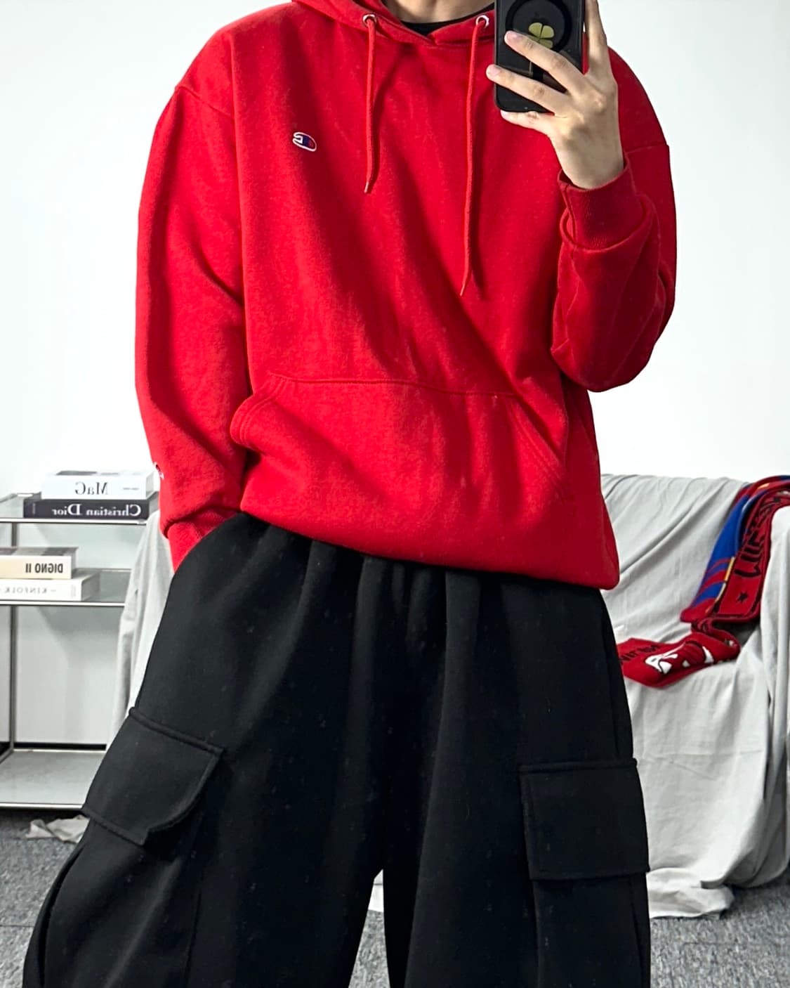 챔피온 제펜 레드 어센틱 후드티 F 상품이미지3