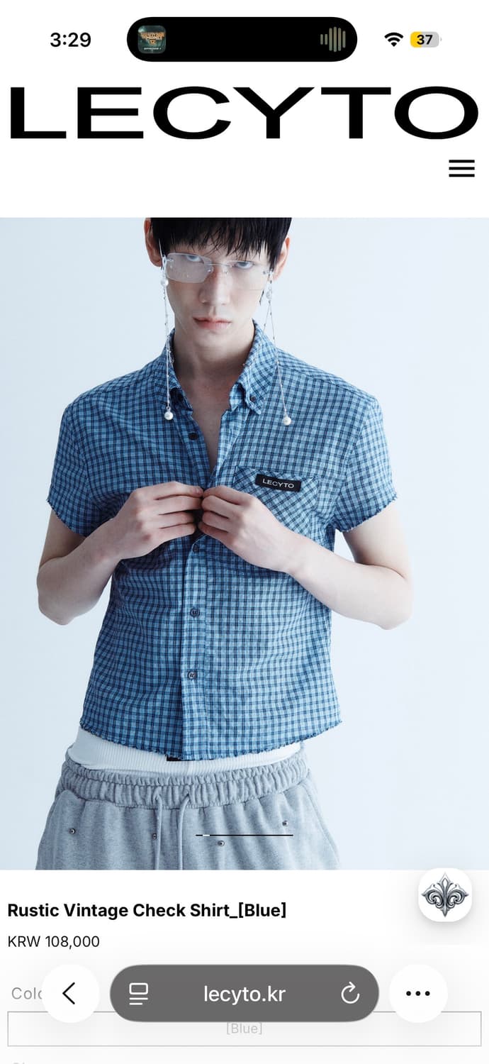 레씨토 블루 체크 빈티지 반팔 셔츠 상품이미지1