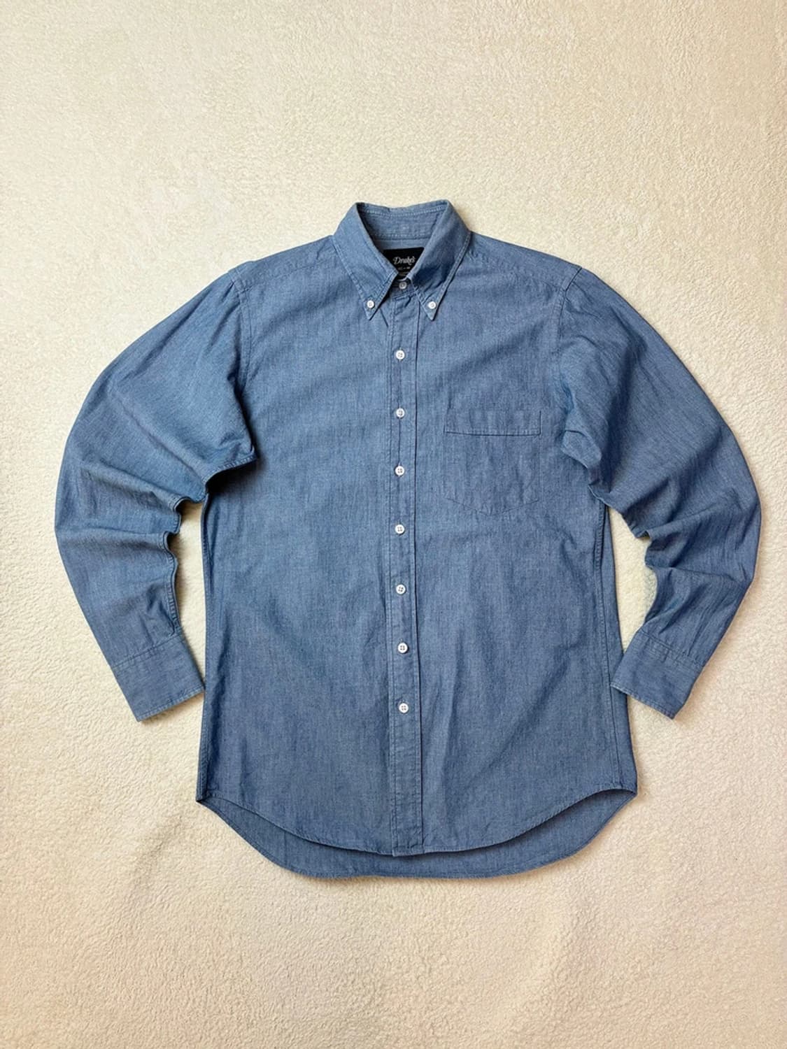 드레익스 코튼 샴브레이 버튼다운 라이트 블루 셔츠 PN5793 상품이미지1