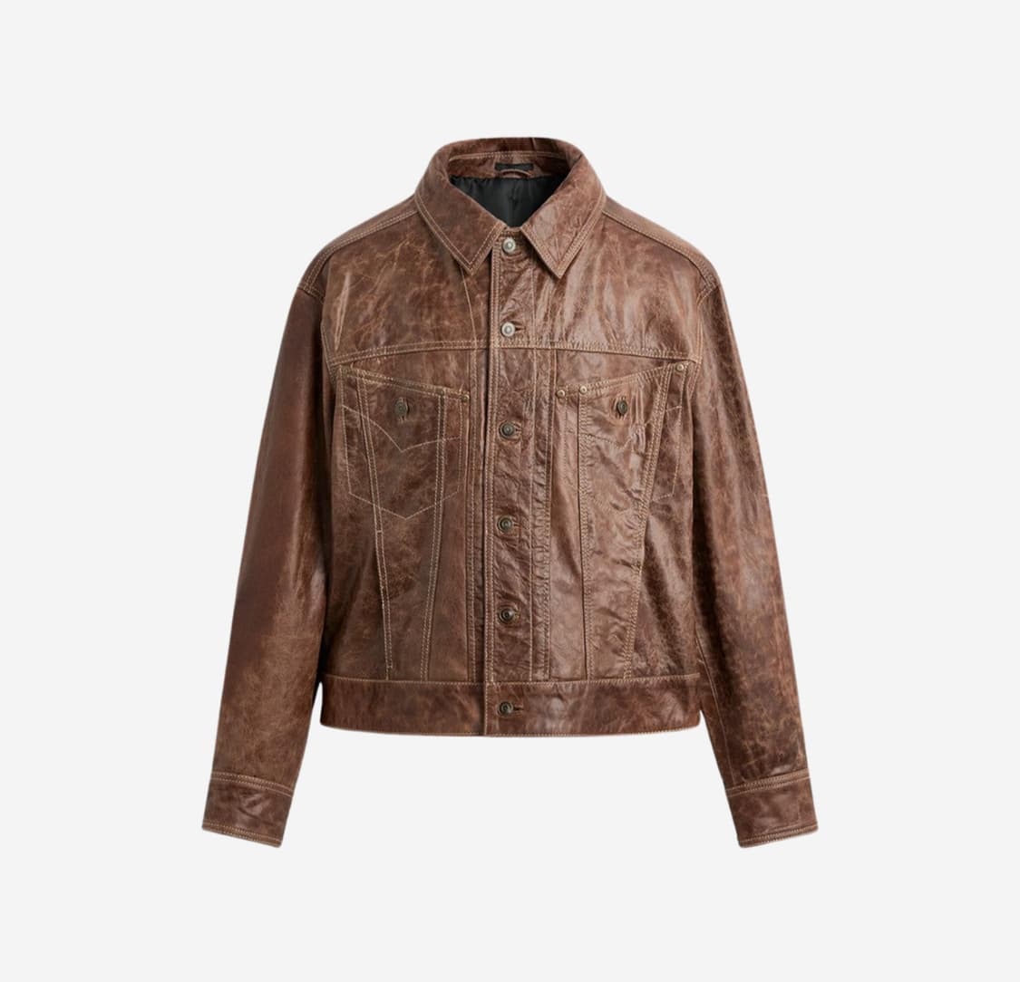 (삽니다)Zara Washed Leather Jumper Brown 상품이미지1