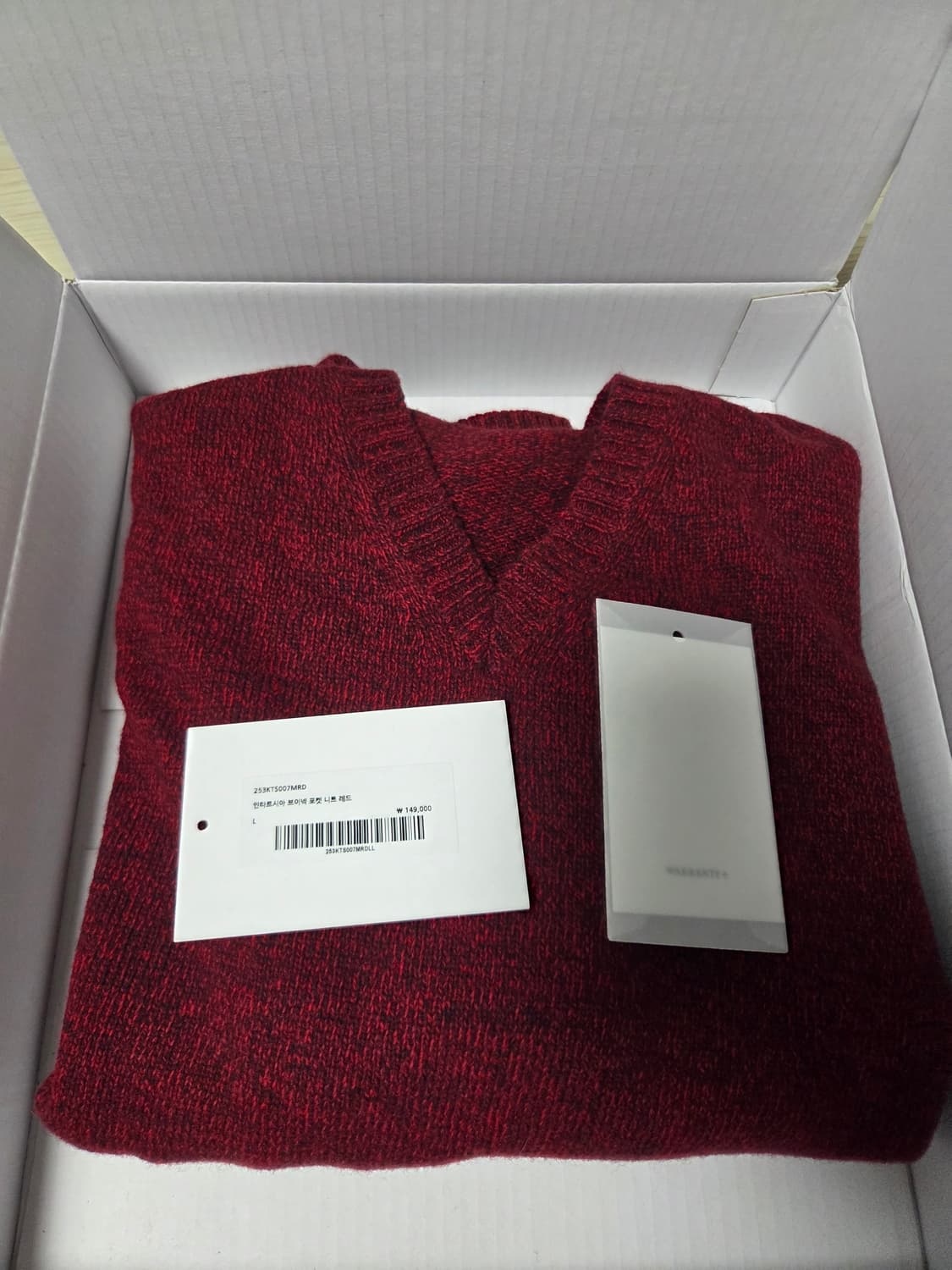 애프터프레이 인타르시아 브이넥 레드 니트 L 상품이미지1