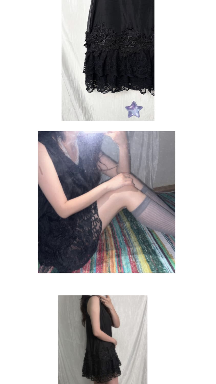 Midnight Lace Mini Dress 상품이미지3