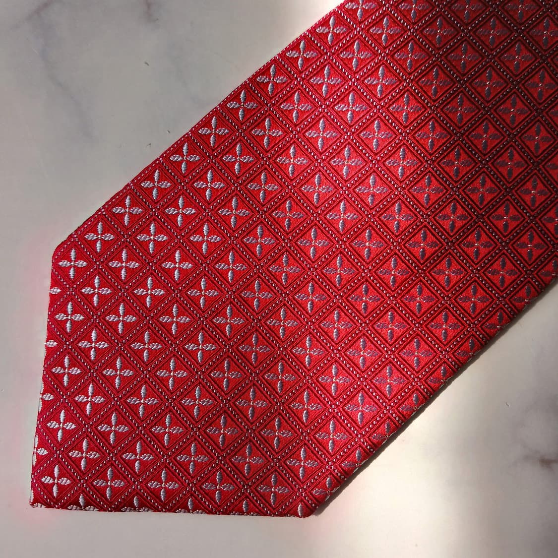 아쿠아스큐텀 실크 레드 패턴 넥타이 9.5cm S~A+등급 E901 상품이미지7