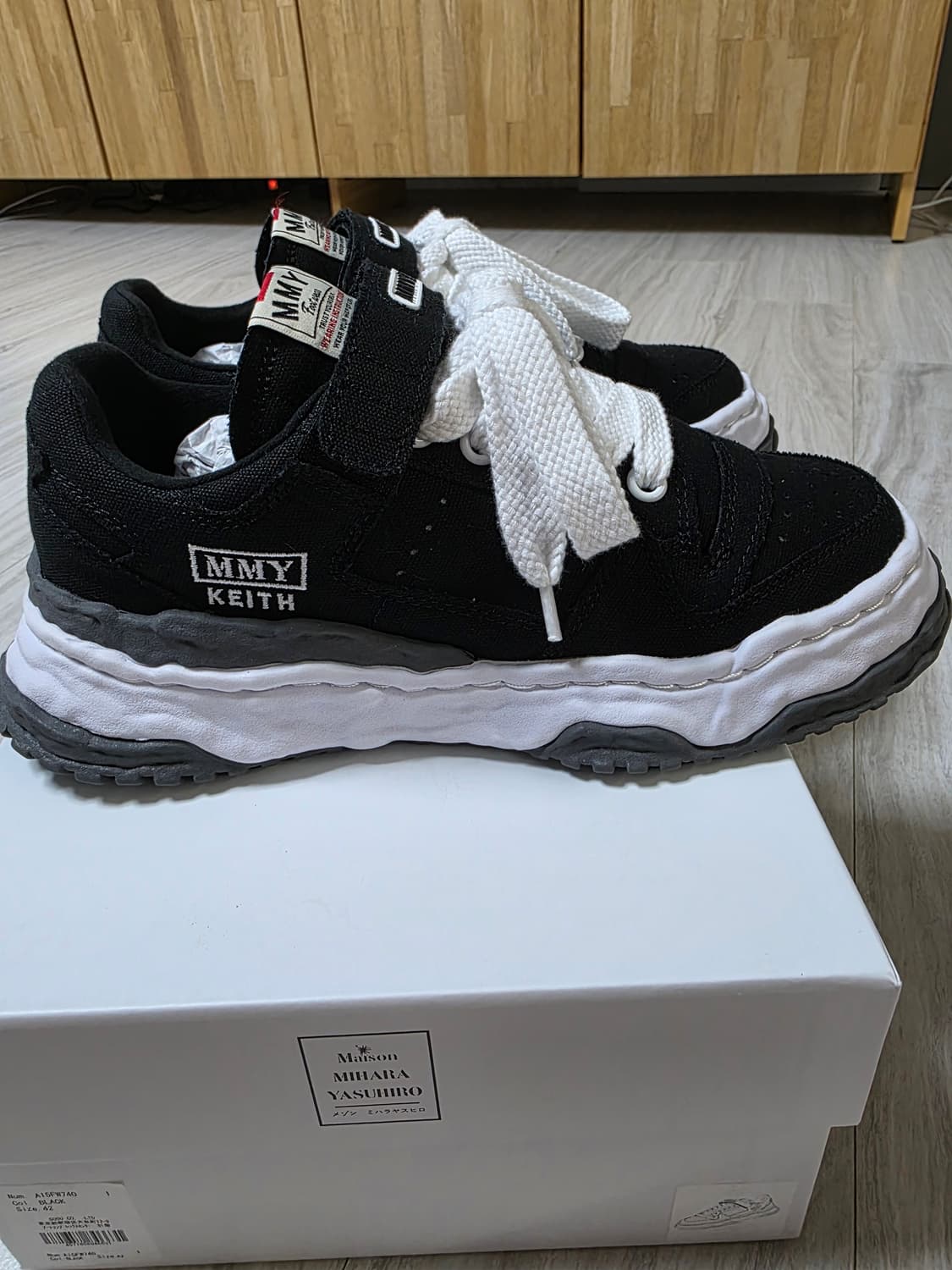 [42] 메종 미하라 야스히로 키스 og 솔 캔버스 로우탑 블랙  상품이미지7