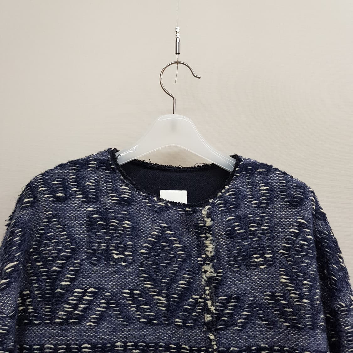 구호 kuho 자카드 패턴 라운드넥 트위드 롱 코트 85-94-160 상품이미지2