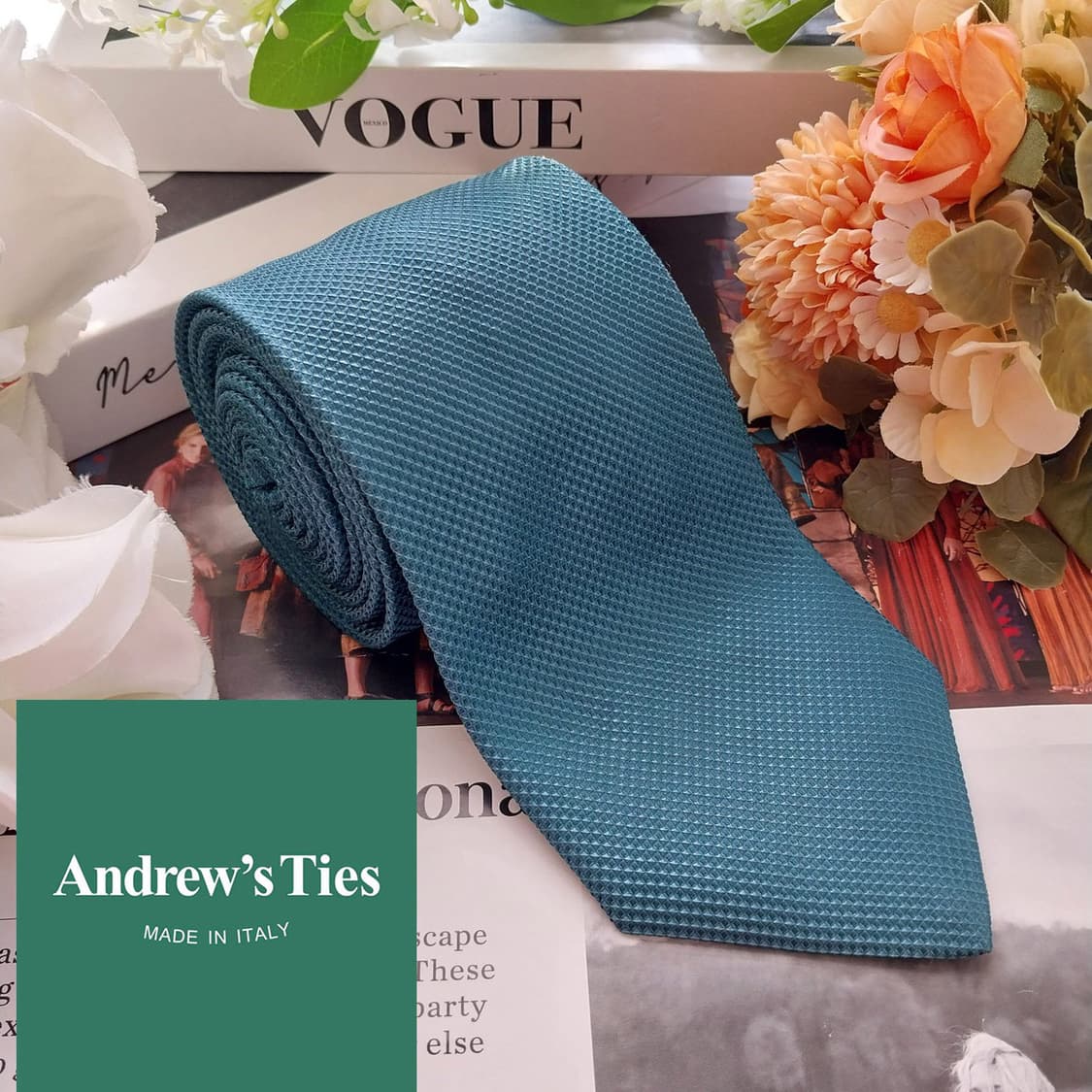 앤드류스타이 실크 청녹색 텍스처 넥타이 9.1cm A+등급 K2416 상품이미지2