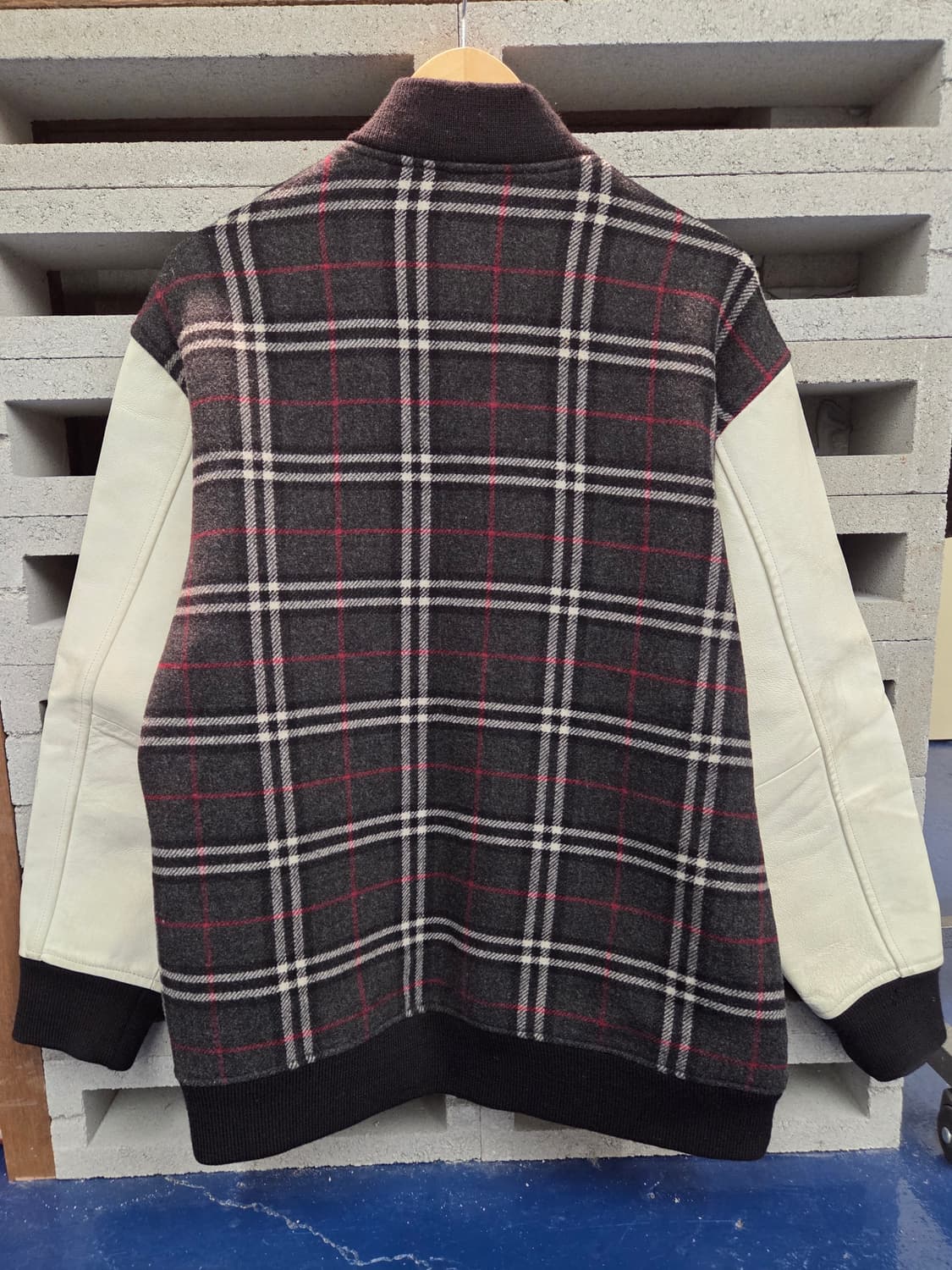 Japanese vtg 노바체크 돈피 레더 바시티 자켓 상품이미지10