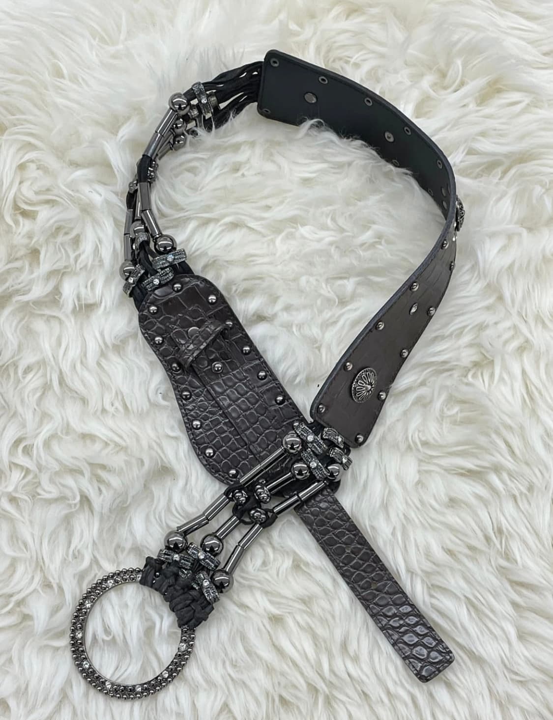 그런지 스터드 큐빅 버클 벨트 상품이미지1