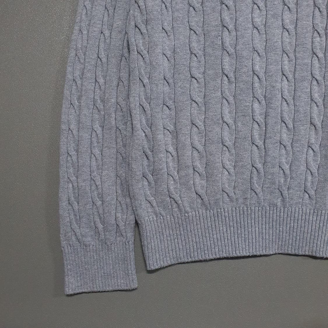 105) 브룩스브라더스 신형 22ss 케이블 니트 꽈배기 스웨터 그레이 상품이미지4