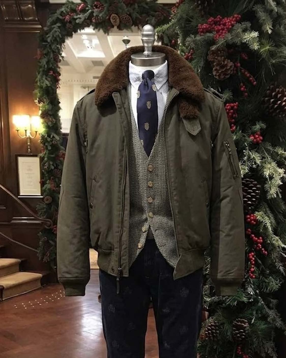 폴로 랄프로렌 b-15 램스킨 시어링 왁스드 다운 플라이트 봄버자켓 상품이미지5