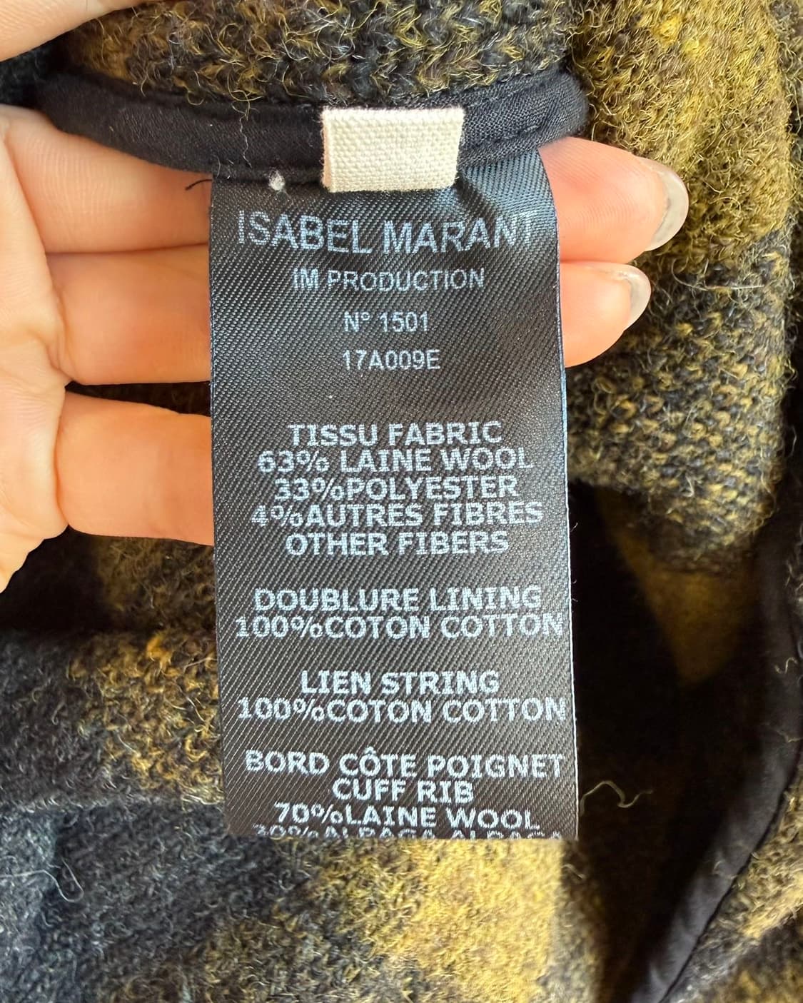 이자벨마랑 딥옐로우 체크패턴 울 롱 코트  상품이미지9