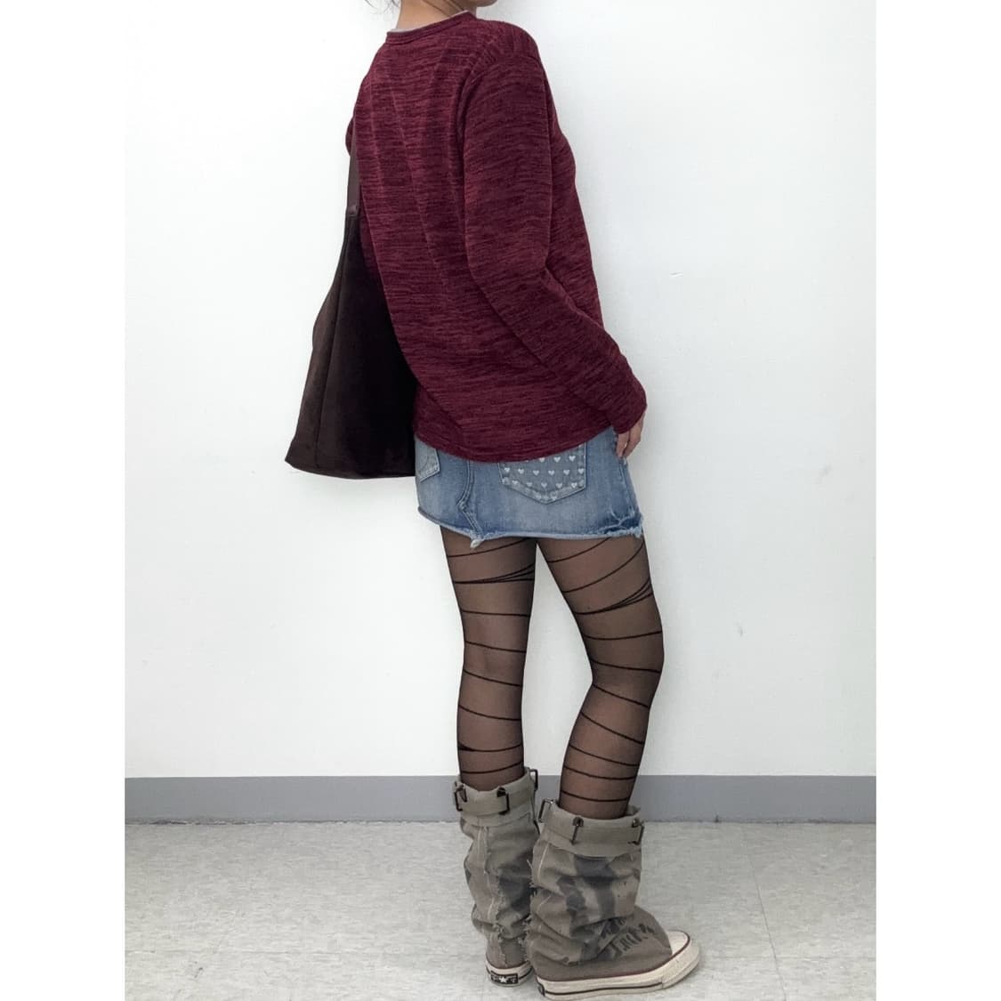 빈티지 락시크 버건디 헨리넥 롱슬리브 y2k 상품이미지3