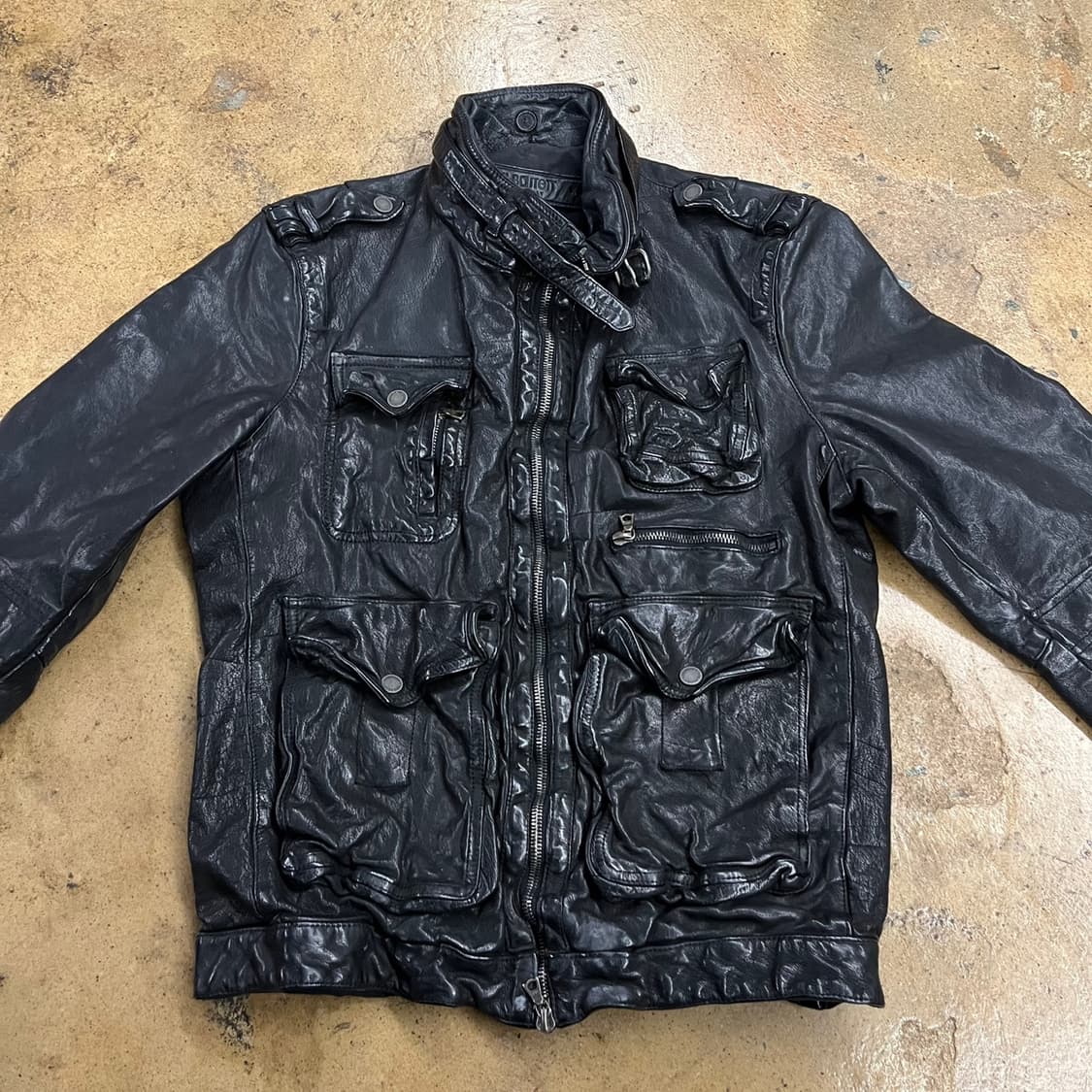 [정품/XS] 닐바렛 멀티지퍼 버팔로 레더 가죽 자켓 b17 상품이미지3