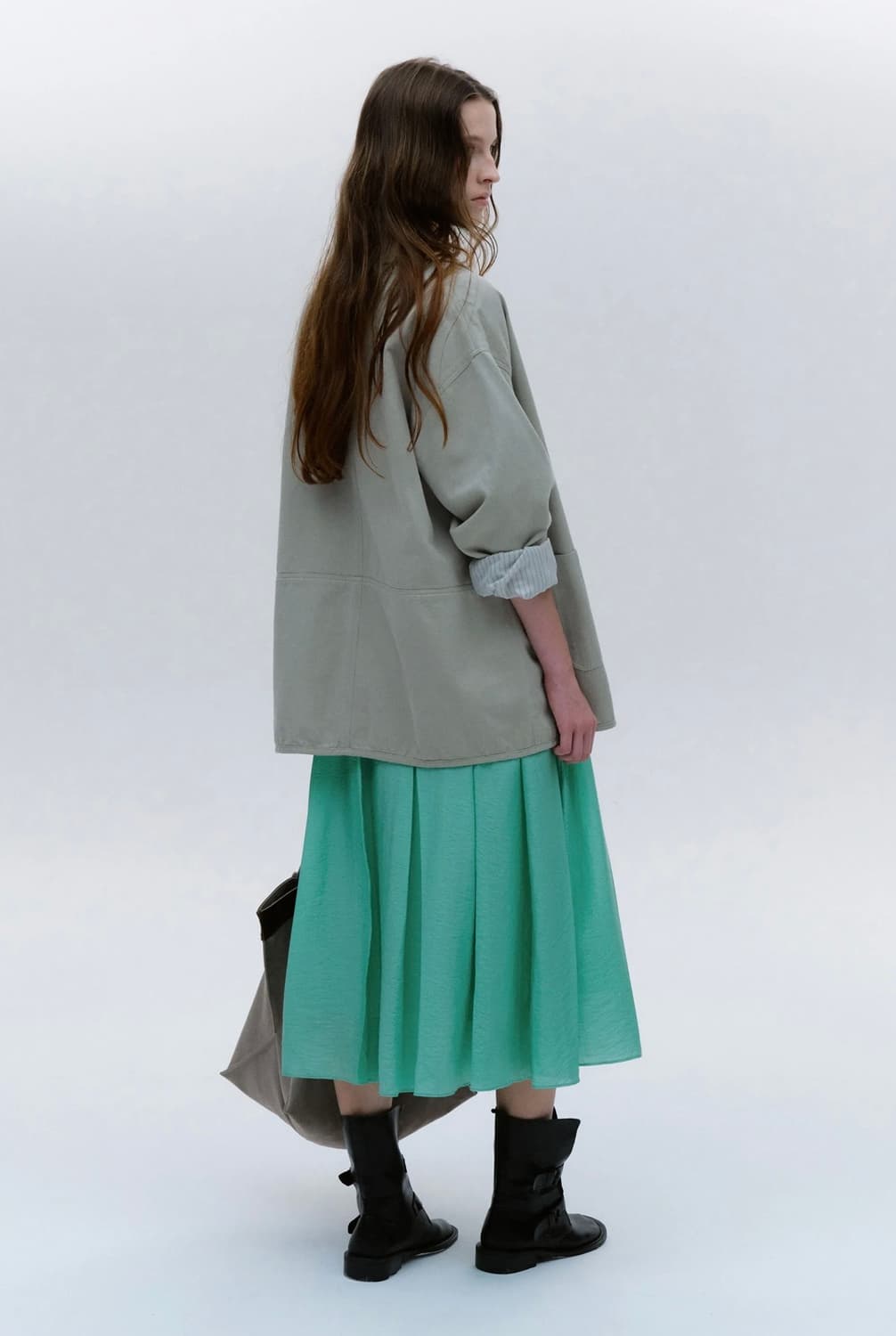 솔티페블 shimmer pleated skirt 민트 상품이미지3