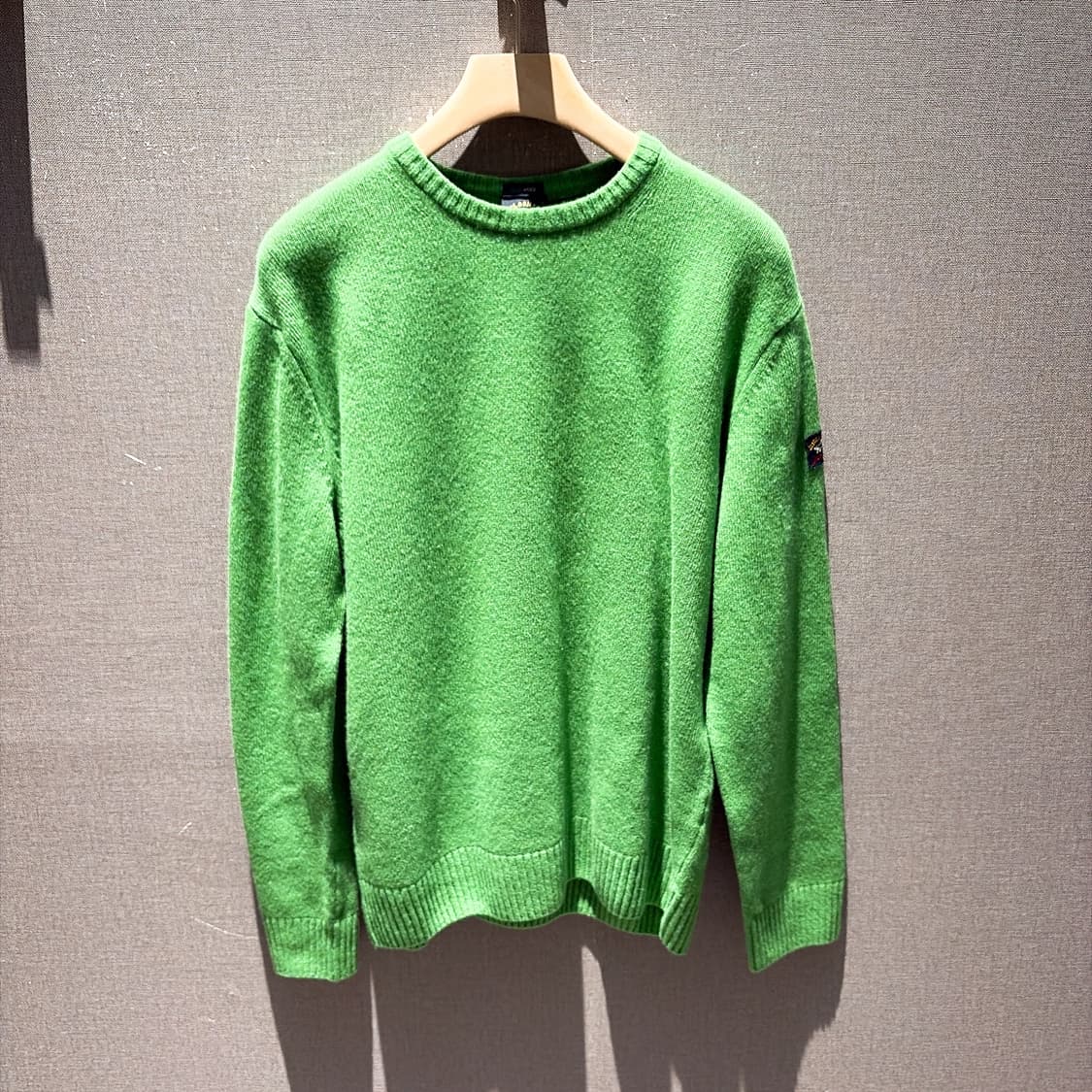 (정품/새상품) 폴앤샤크 남성 그린 슬리브 와펜 울 니트 상품이미지1