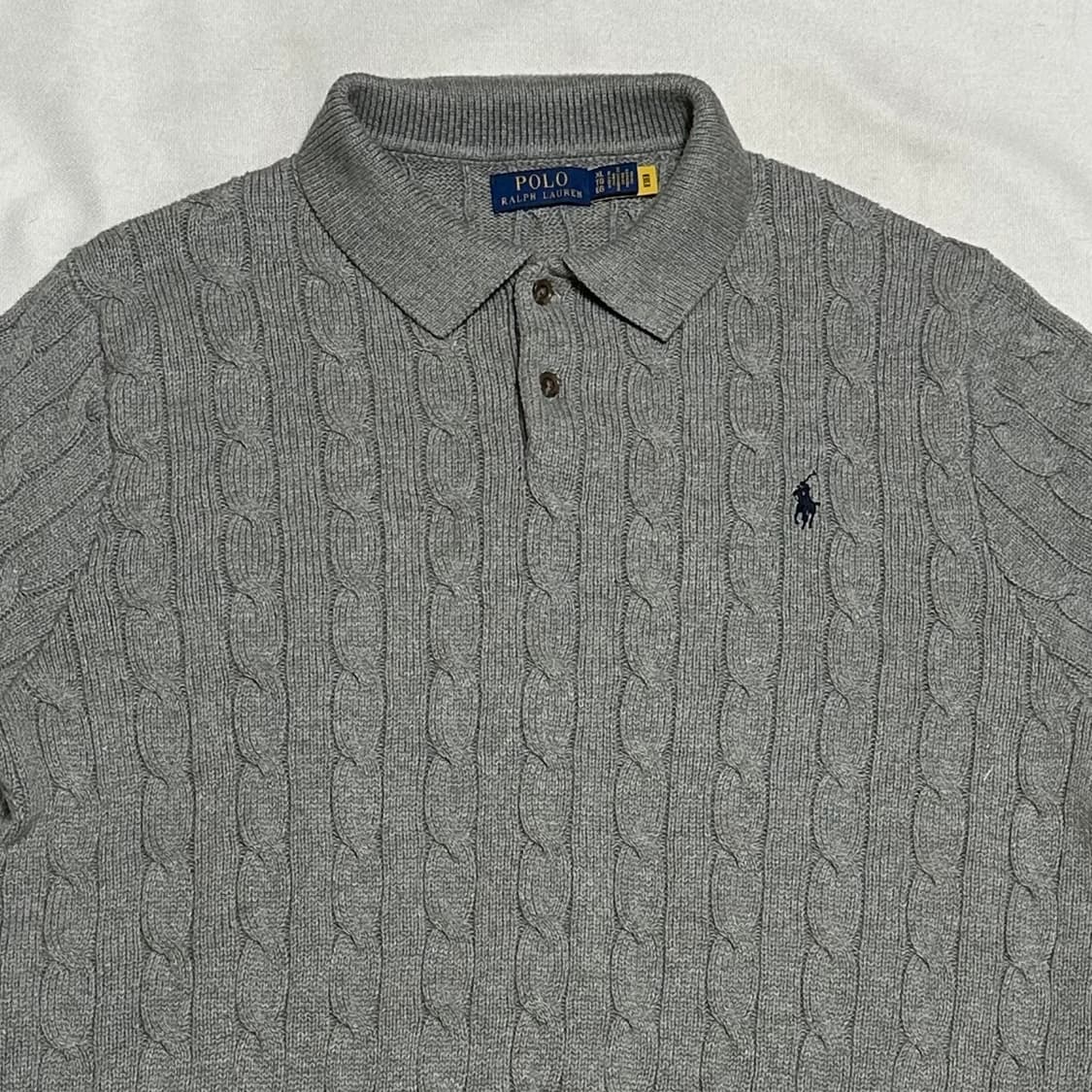 XL 폴로랄프로렌 그레이 케이블 반팔 니트 상품이미지1