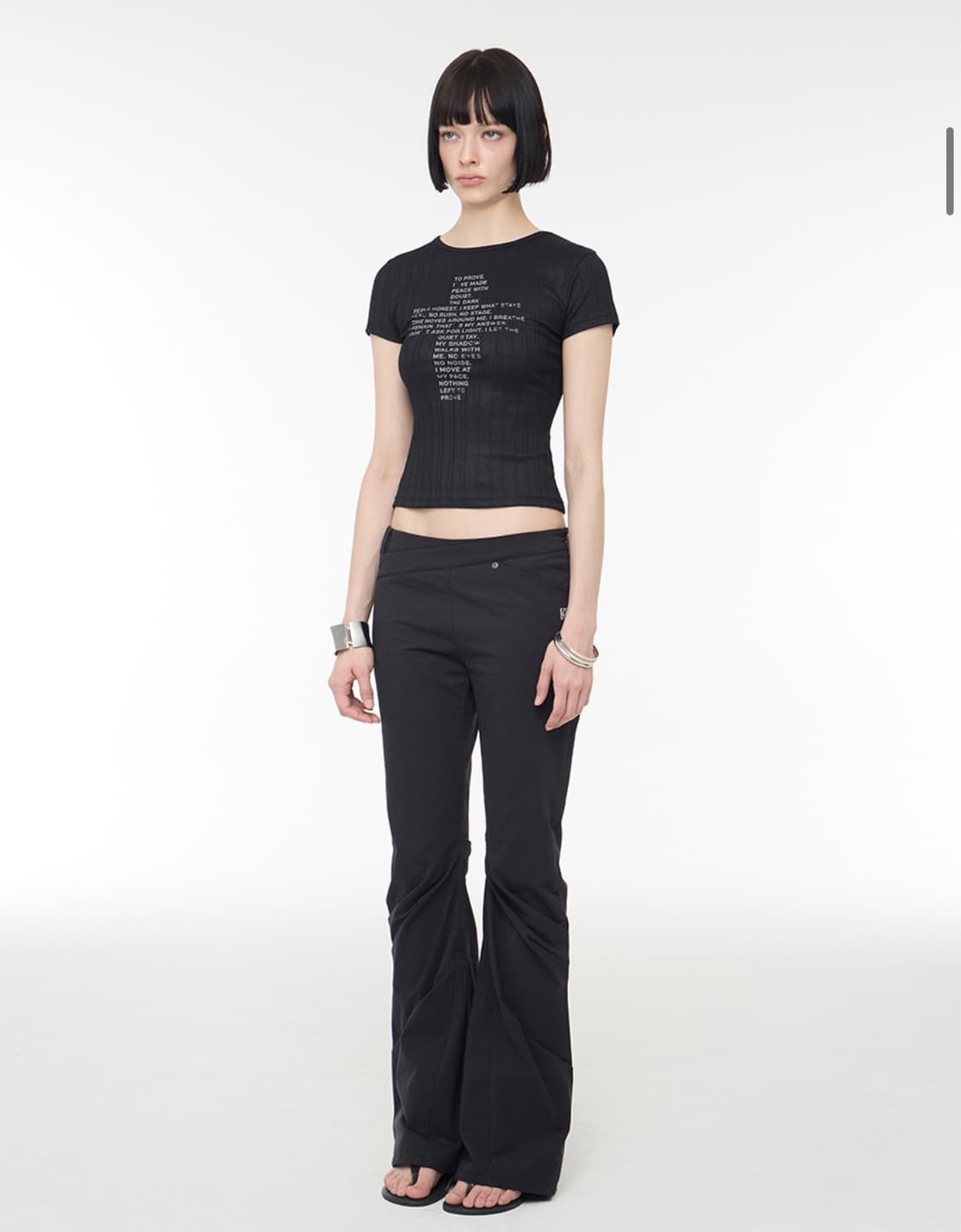 락케이크 Wrap Waist Flare Pants - Black 상품이미지3