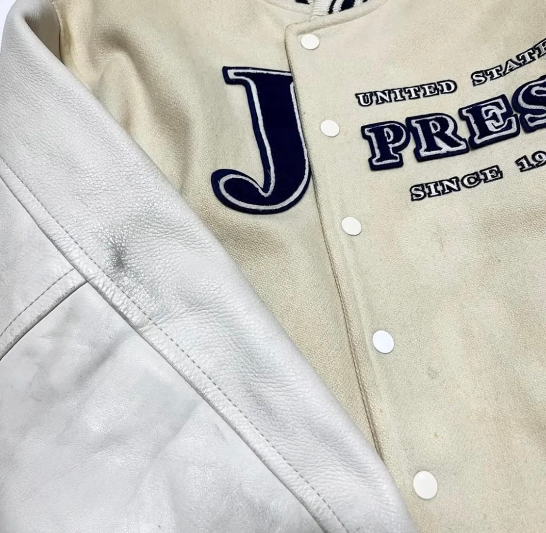 90s 빈티지 J. PRESS 제이프레스 울 레더 바시티 자켓 m사이즈 상품이미지3