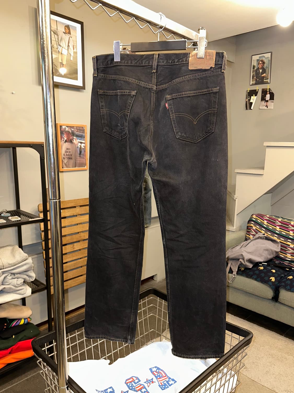 90’s Levi’s 501 black denim washed pants 상품이미지8