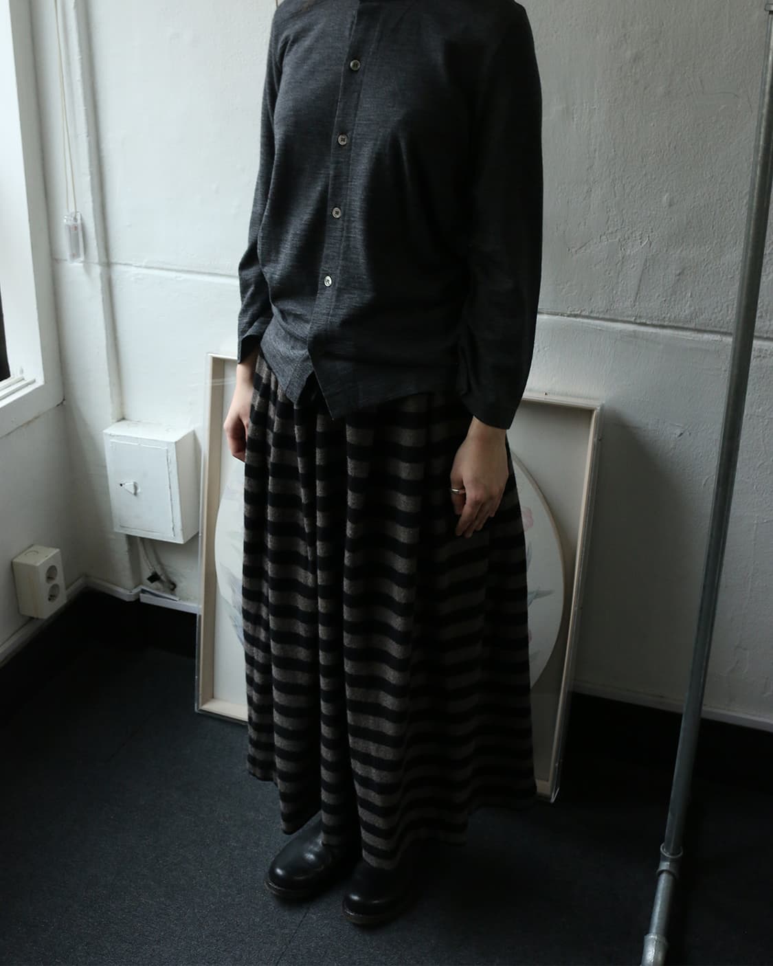 요지야마모토 느와르 스트라이프 스커트 상품이미지2