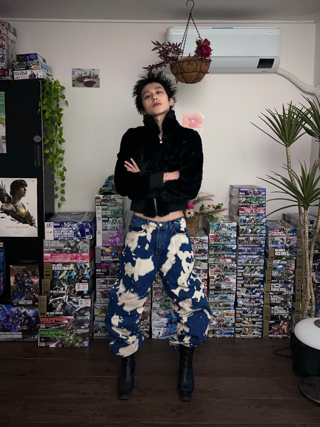 Black Up 타이다이 워시드 스트레이트 진 상품이미지2