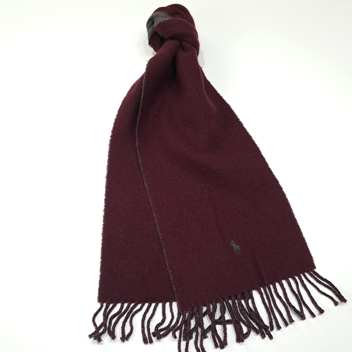 MX462 폴로 이태리판 버진울 양면 버건디차콜 머플러 목도리 상품이미지2