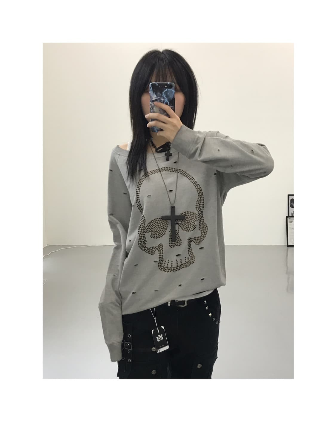 Vintage Skull Cubic Sweatshirts 상품이미지1