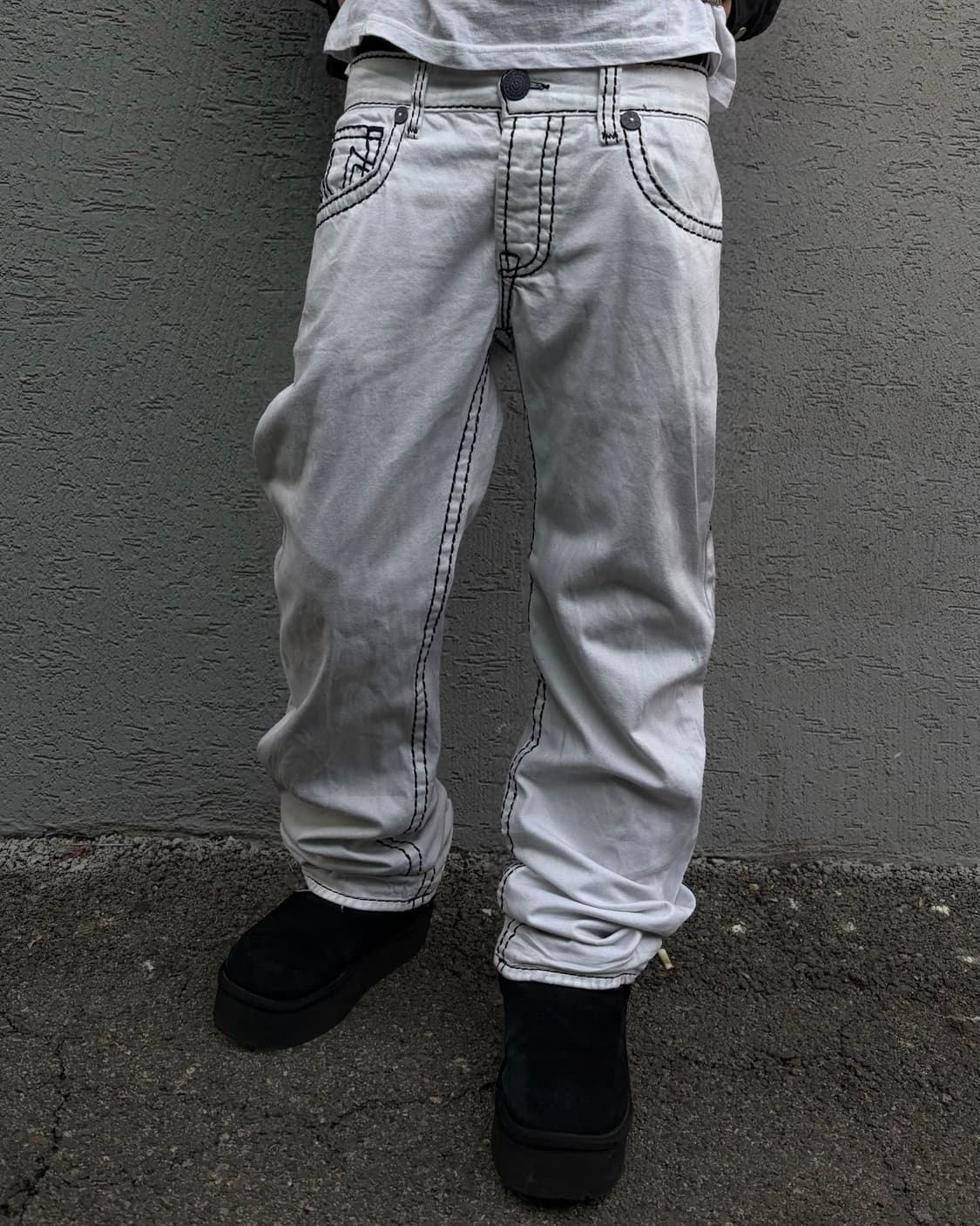 90s TRUERELIGION white stitch SUPER T pa 상품이미지4