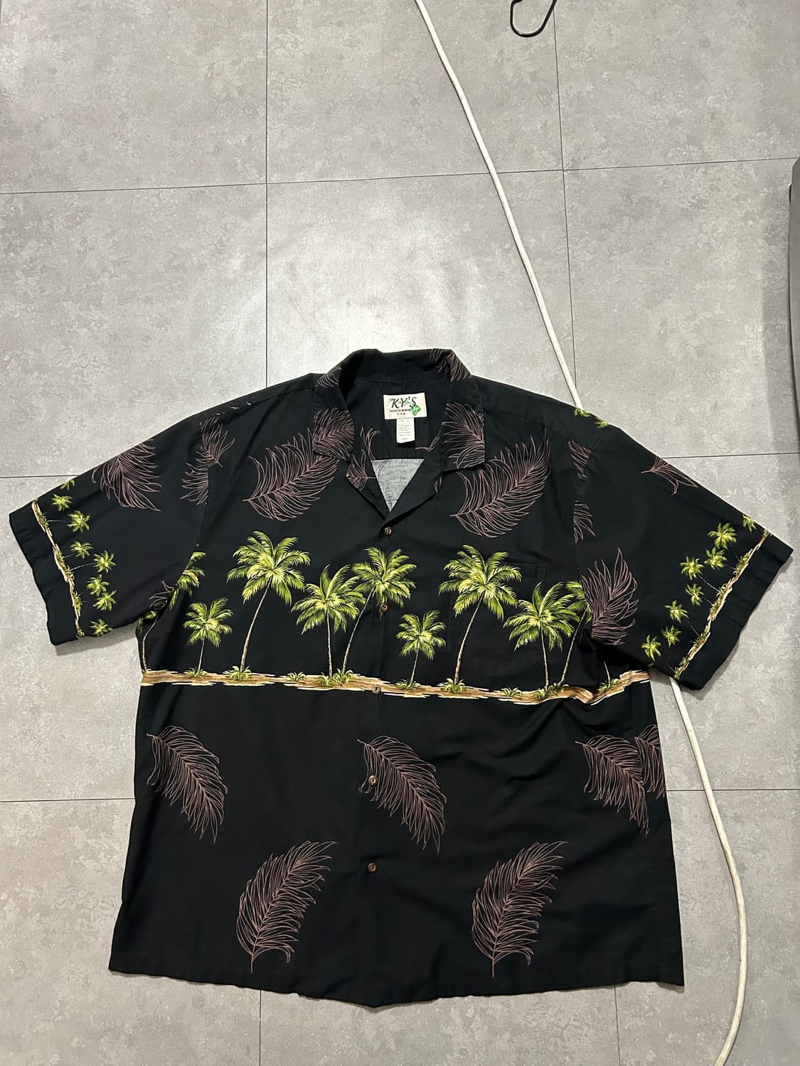 USA  비치트리 프린팅 코튼 빈티지  하와이안 셔츠  상품이미지1