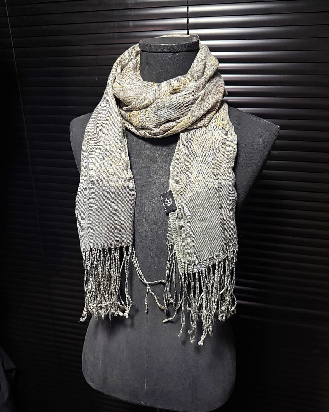 메트로시티 페이즐리 플라워 그레이 회색 울 머플러 목도리 에스닉 웨스턴 상품이미지1
