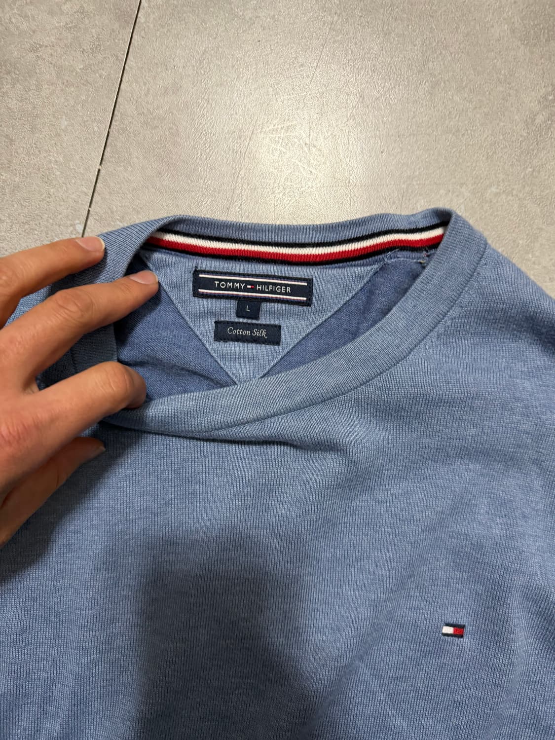 타미힐피거 빈티지 실크코튼  라운드넥 니트 100size   상품이미지3