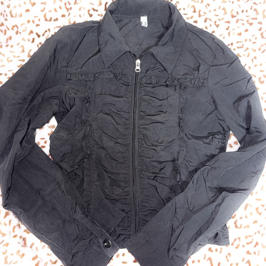 Vintage 블랙 레이스 포인트 집업 펑크 고딕 지뢰계 오네갸루 갸루 상품이미지1