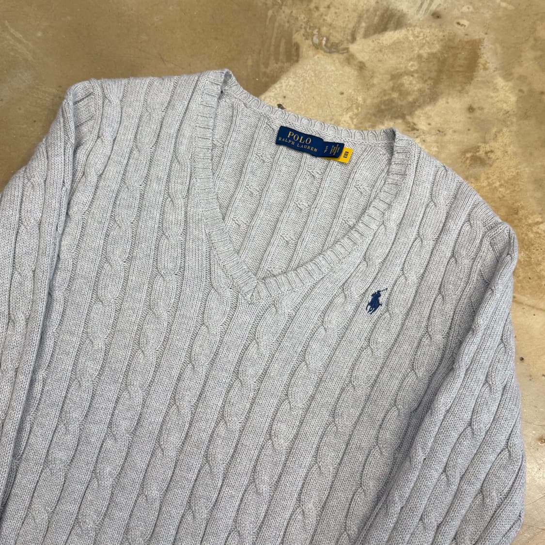 S 폴로랄프로렌 그레이 케이블 브이넥 니트 상품이미지1