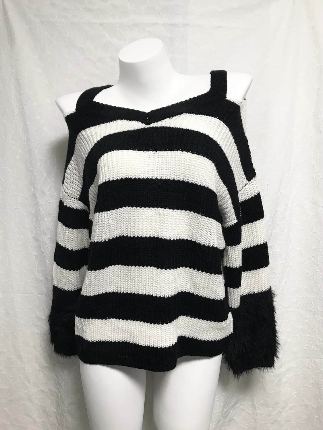 빈티지 갸루 스트라이프 트임 퍼 니트 롱슬리브 탑 상품이미지2